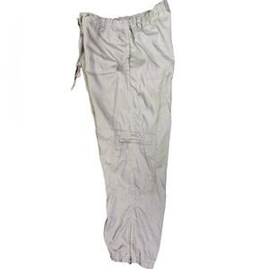 Eileen Fisher Organic Linen Cargo Women’s Elastic Waist Hem Pockets Ankle Pants